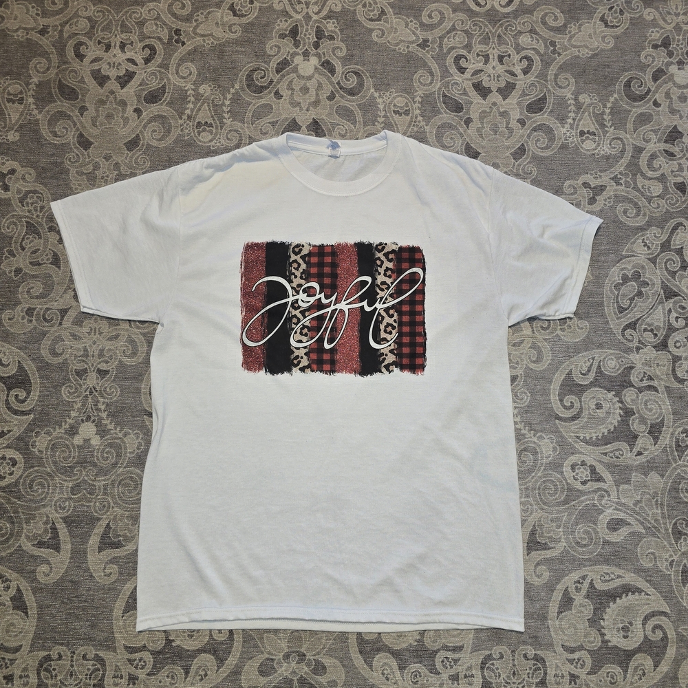 Jerzees White T-Shirt with Joyful Graphic